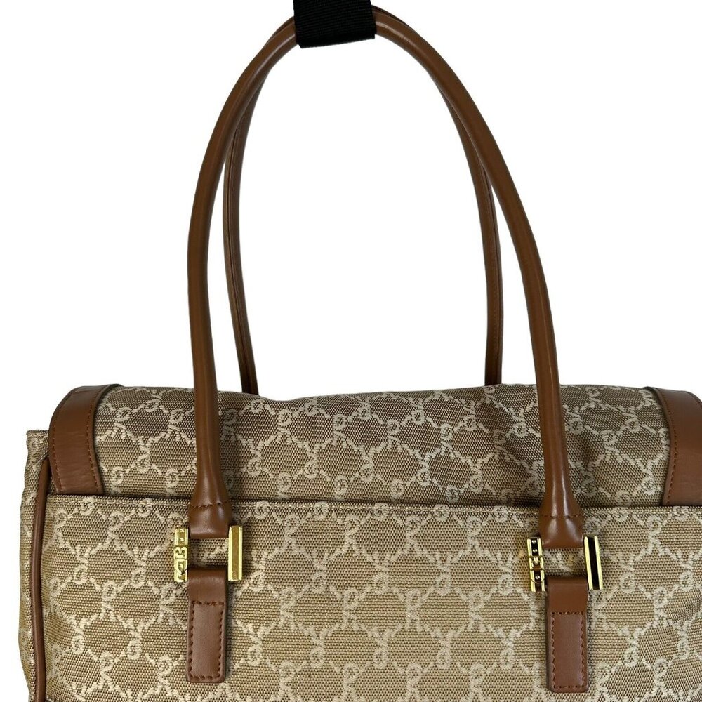 ROBERTA DI CAMERINO Satchel Shoulder Hand Bag Brown Monogram Logo Double Handles - Picture 12 of 15